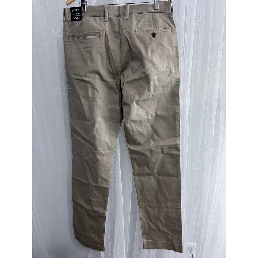 J.Crew Flex Straight Fit Chino Pants Mens 32x34 Khaki Tan Stretch Twill Trousers - Picture 2 of 5